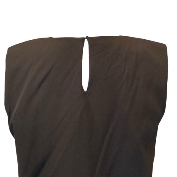 Zara Black Polyester Stretch Cap Sleeve Shift Boxy Mini Dress Size Large LBD - Picture 8 of 16